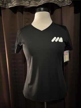 MOD Sportswear Black Short-Sleeve V-Neck Athletic/Swim Tee with White Logo